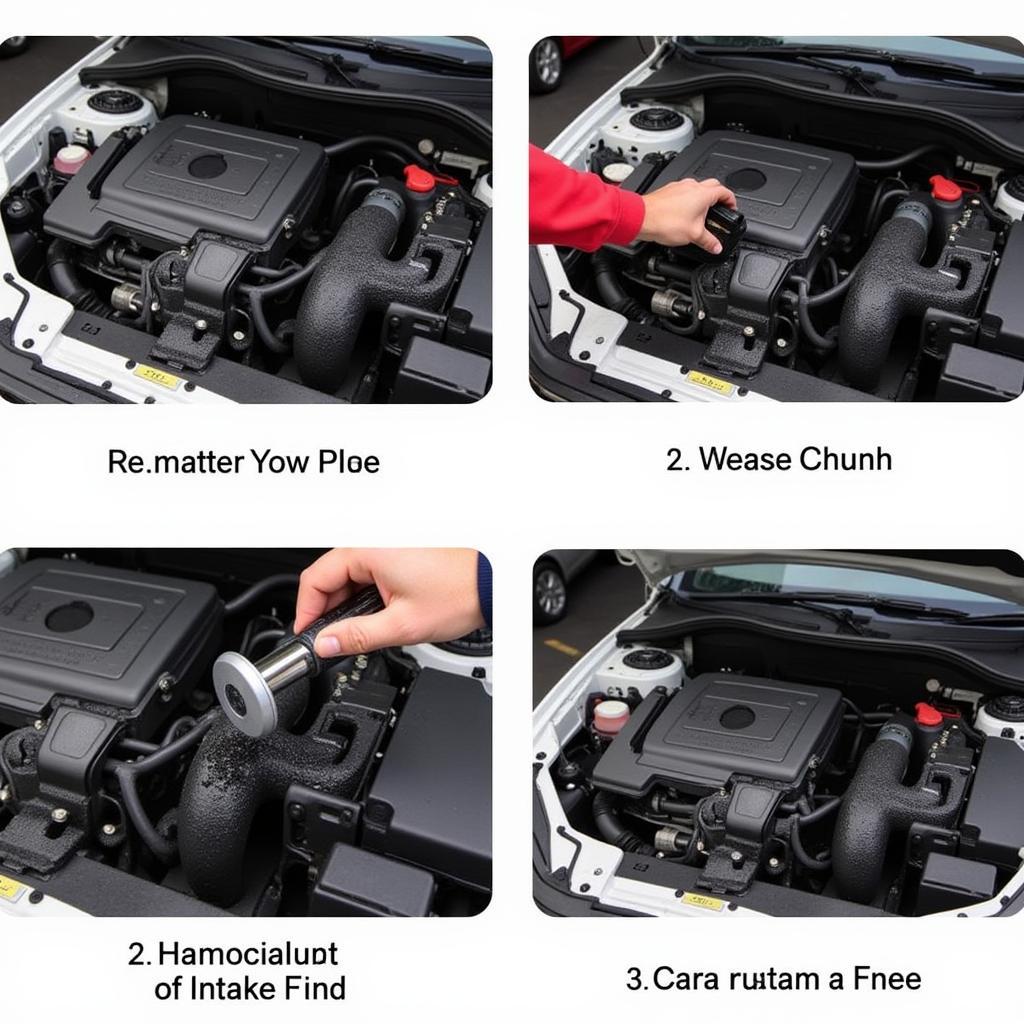 Cleaning the intake manifold of a VW engine to prevent carbon buildup and potential P2015 fault codes.