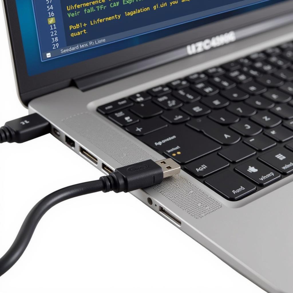 Close-up of VCDS Cable and Laptop