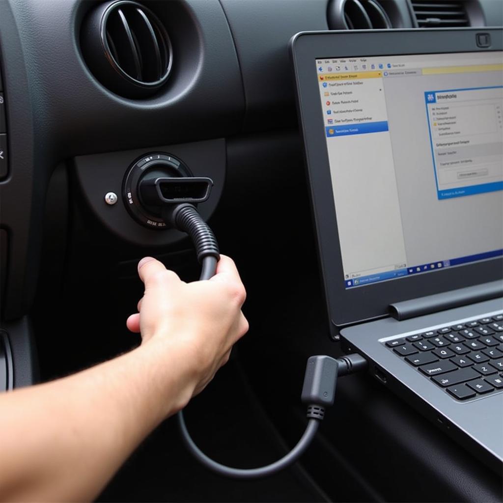 Connecting VCDS Cable to OBD2 Port