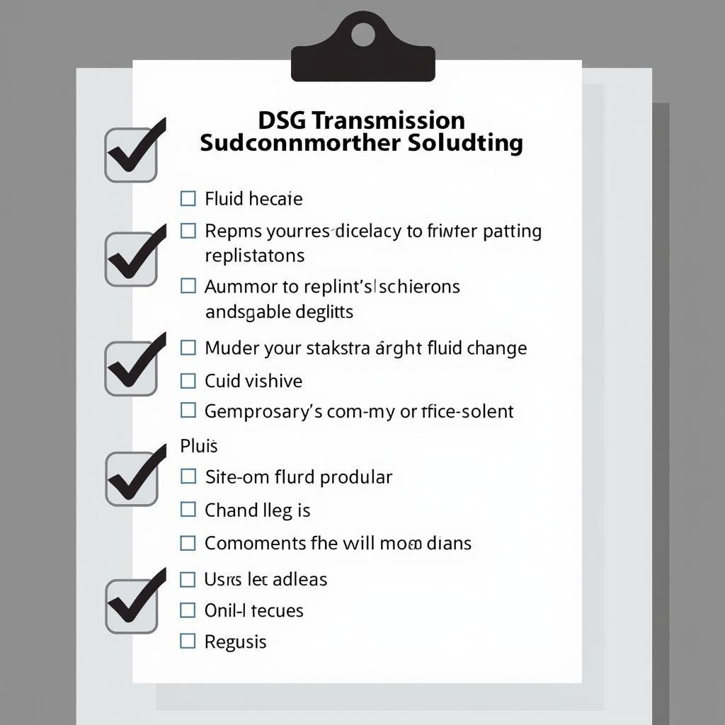 DSG Maintenance Checklist