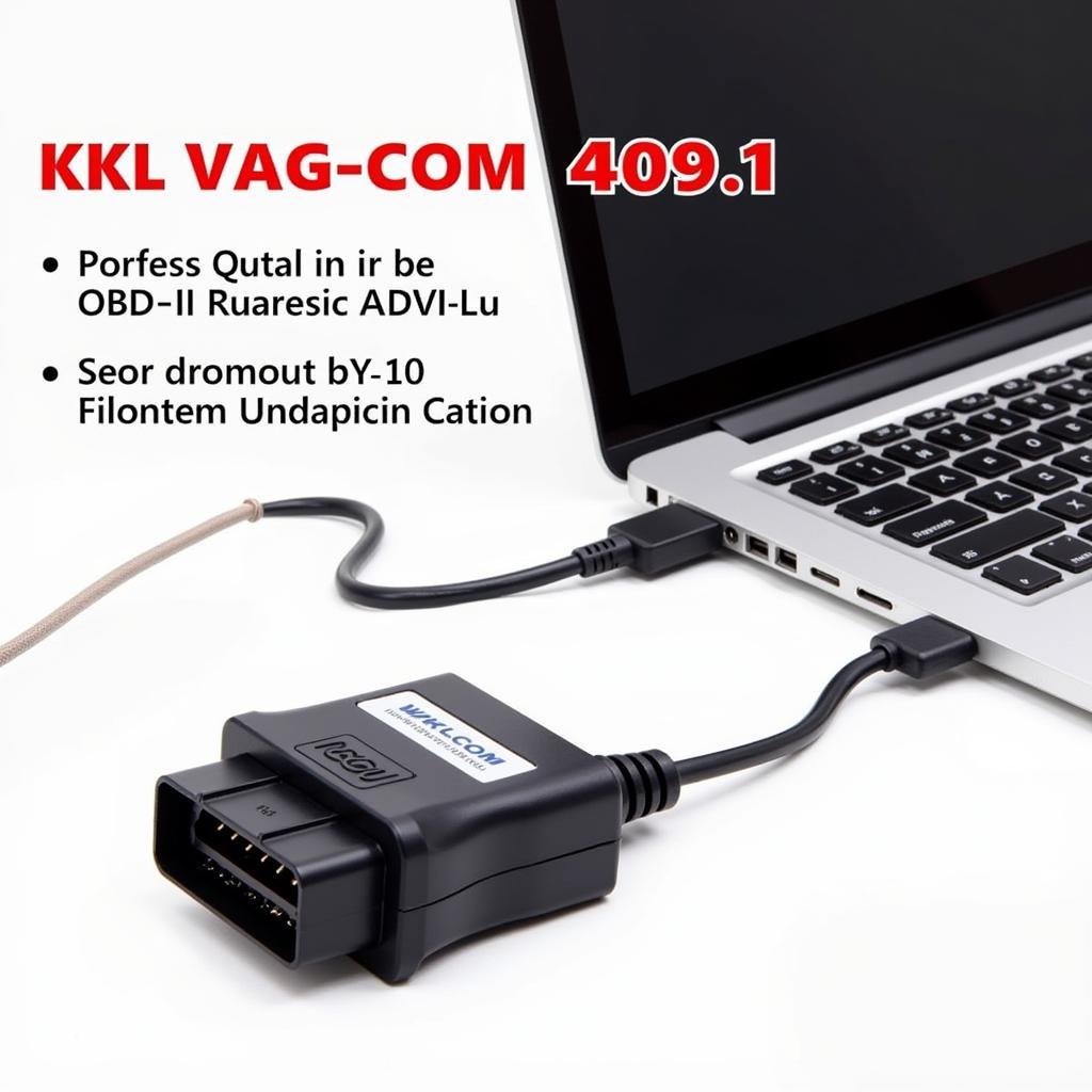 KKL VAG-COM 409.1 USB Interface Connected to a Car's OBD-II Port