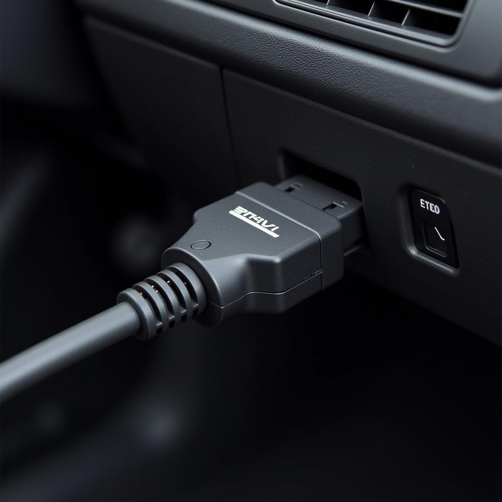 KKL VAG-COM Cable Connected to Car OBD-II Port