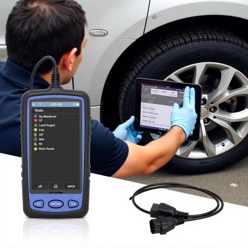 Mechanic Diagnosing a Car with VCDS