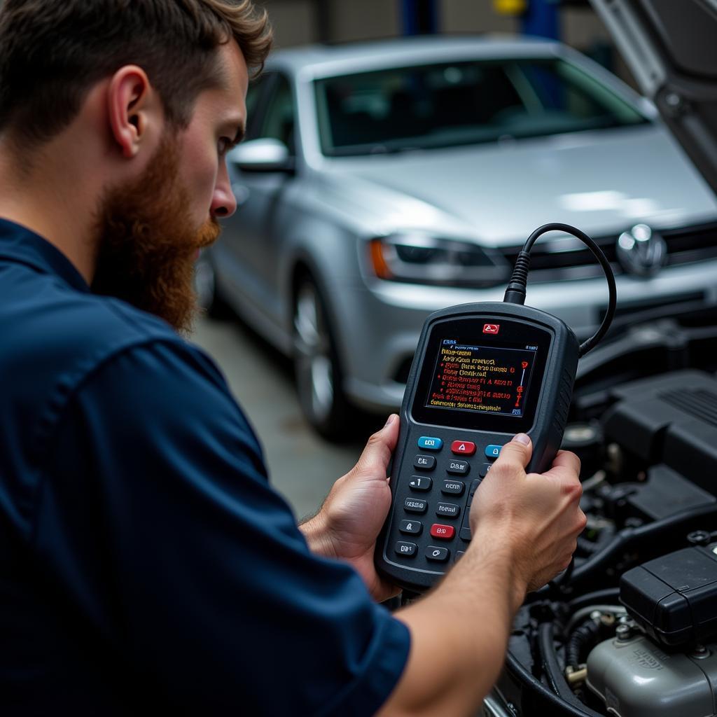 Mechanic Diagnosing VW Jetta EPC Code