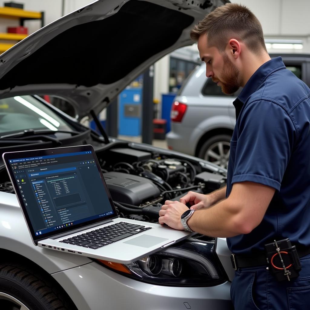 Mechanic Performing a VCDS ACC Reset