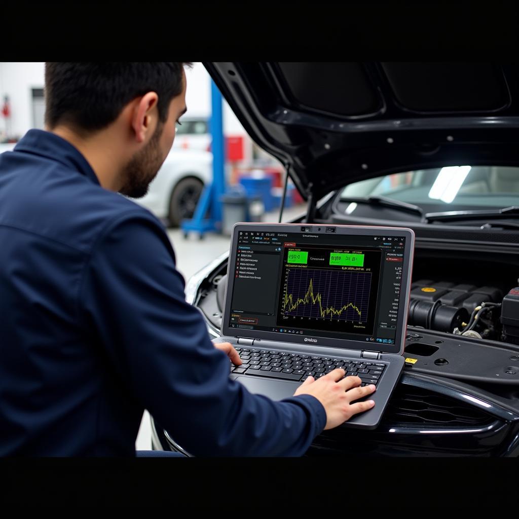 Mechanic Using Chinese VCDS for Advanced Diagnostics