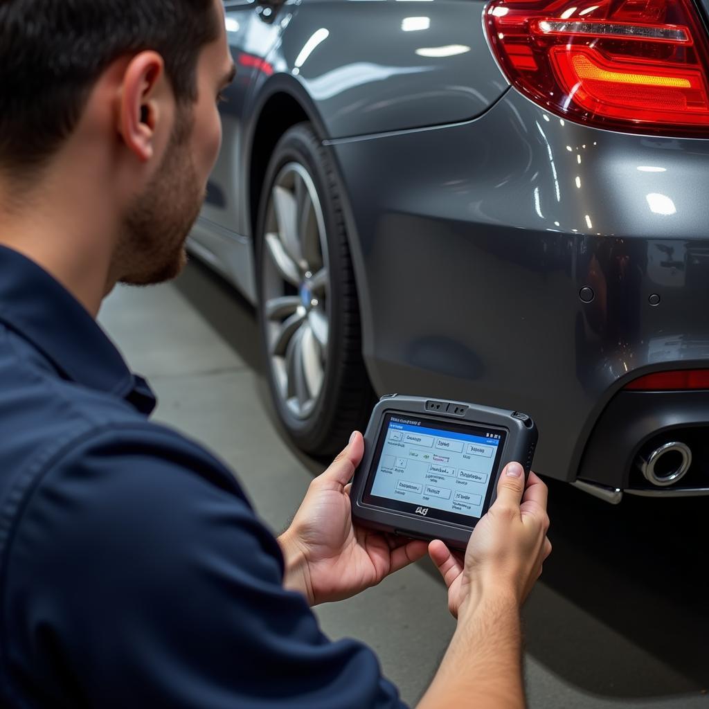 Mechanic Using Diagnostic Tool