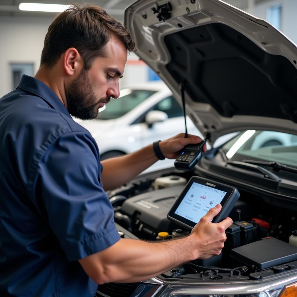 Mechanic Using Diagnostic Tool