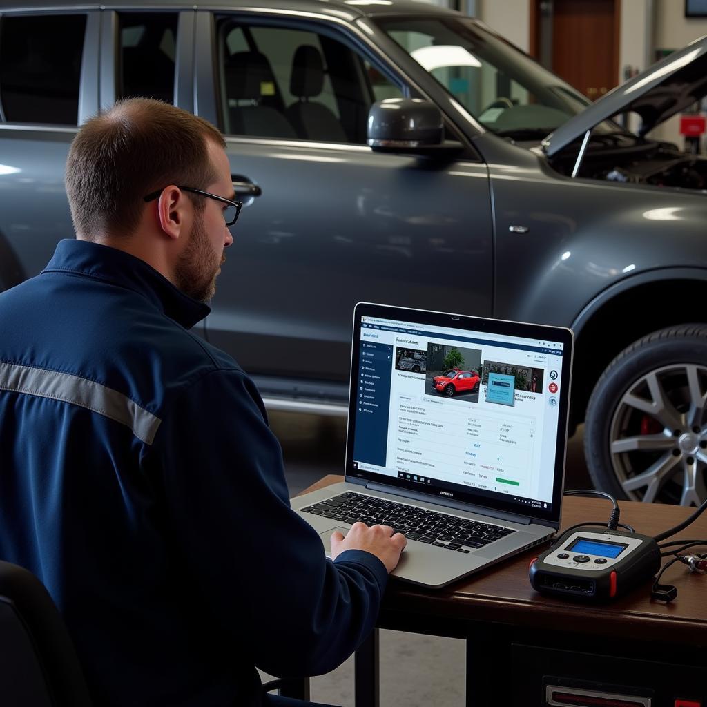 Mechanic Using Ross-Tech VCDS Cable