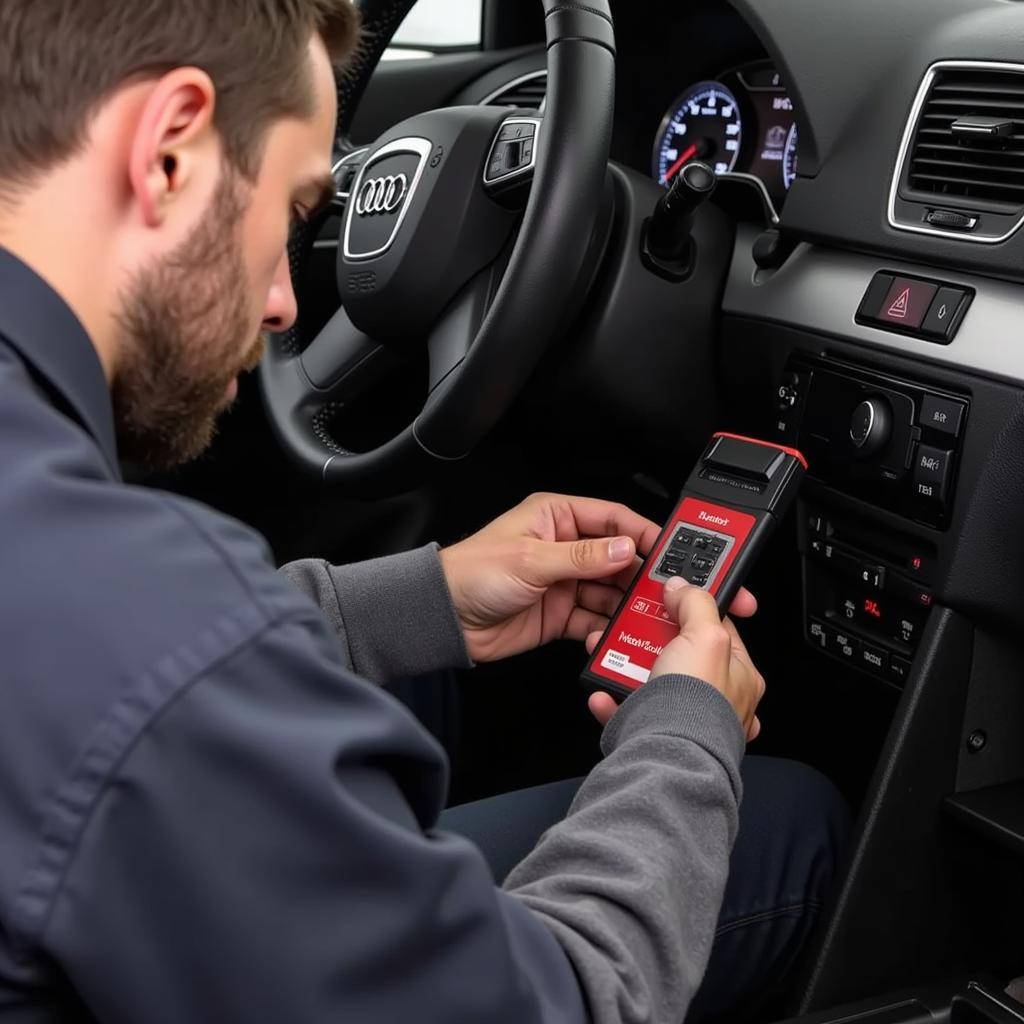 Mechanic Using Ross-Tech VCDS HEX V2 on Audi