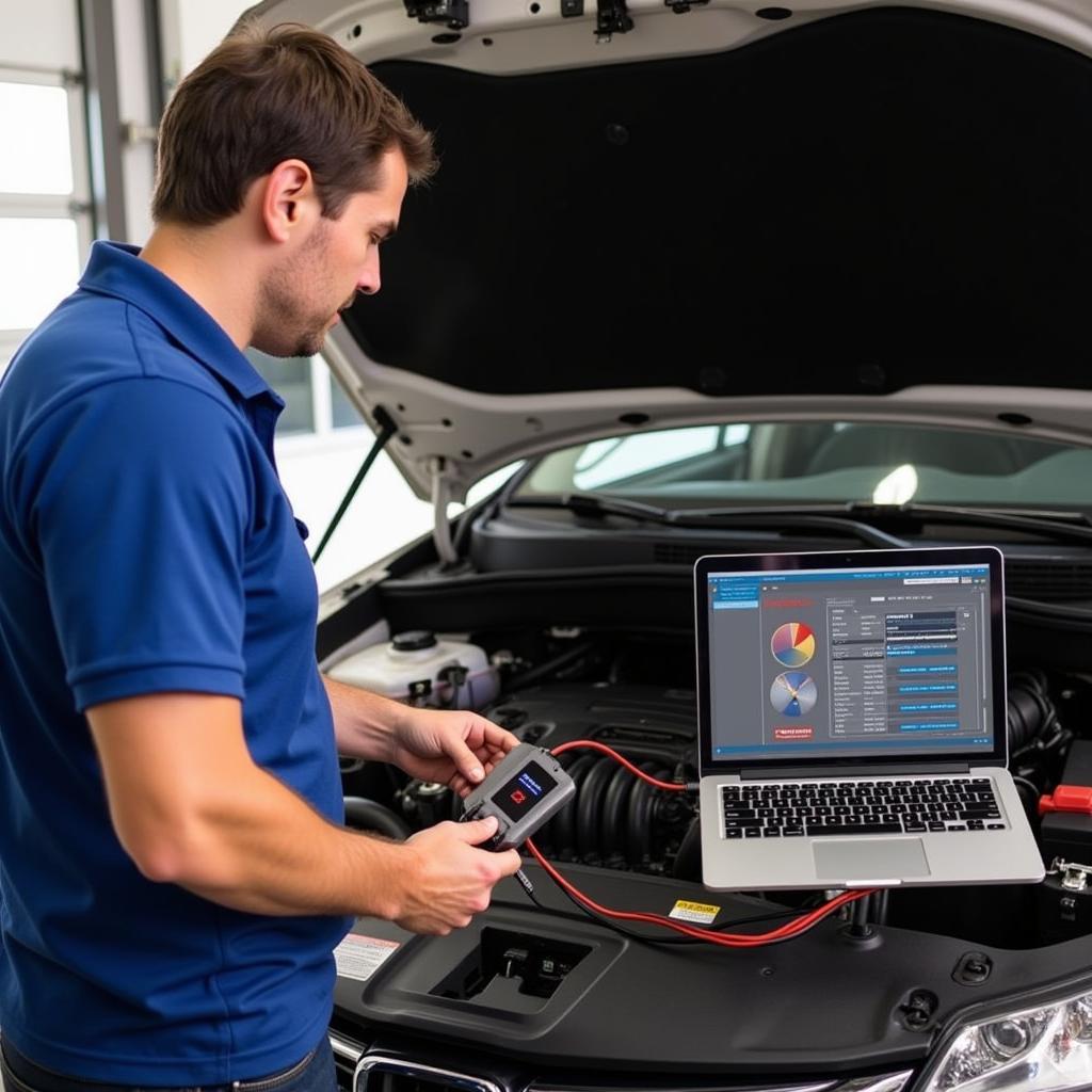 Mechanic Using Ross-Tech VCDS to Diagnose Car