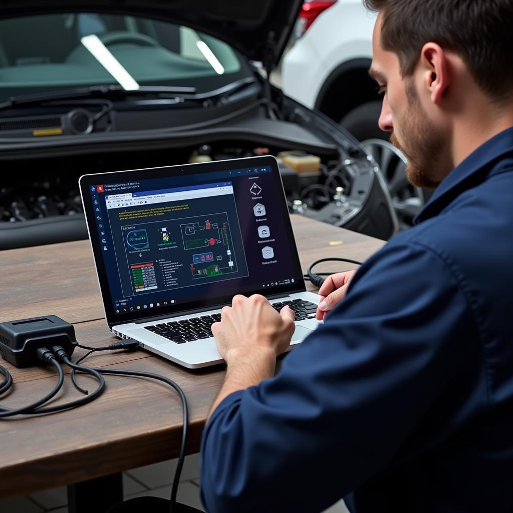 Mechanic Using VCDS HEX-V2 to Diagnose Car Problems