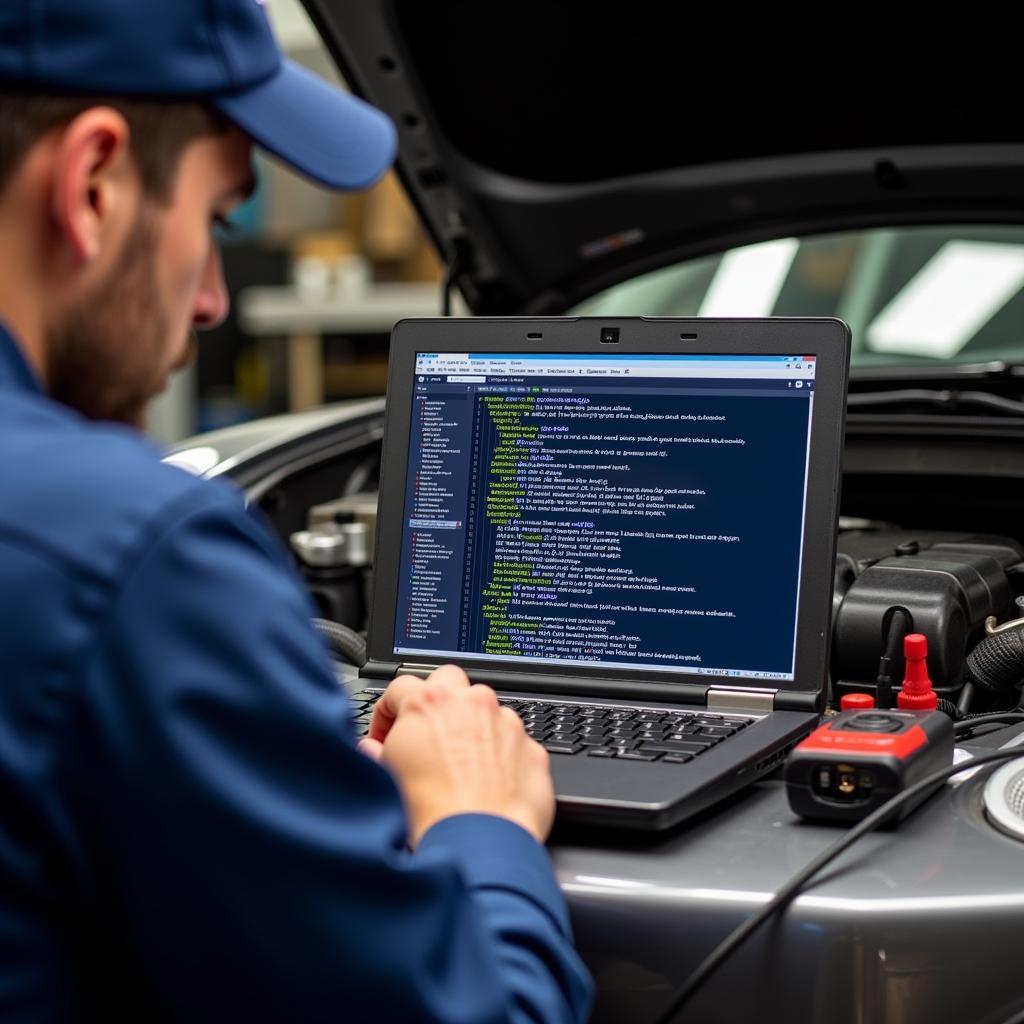 Mechanic using VCDS Micro-CAN for advanced coding