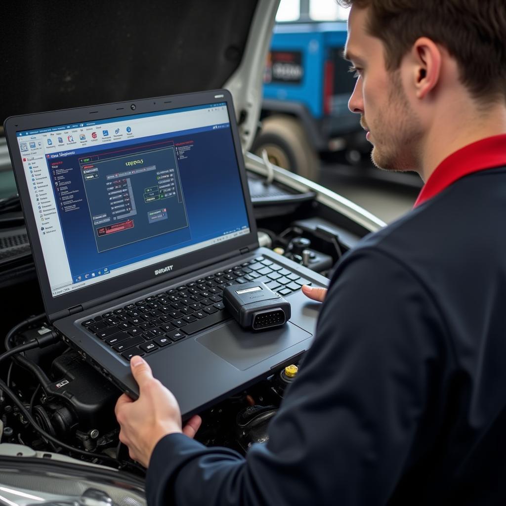 Mechanic Using VCDS Mobile USB