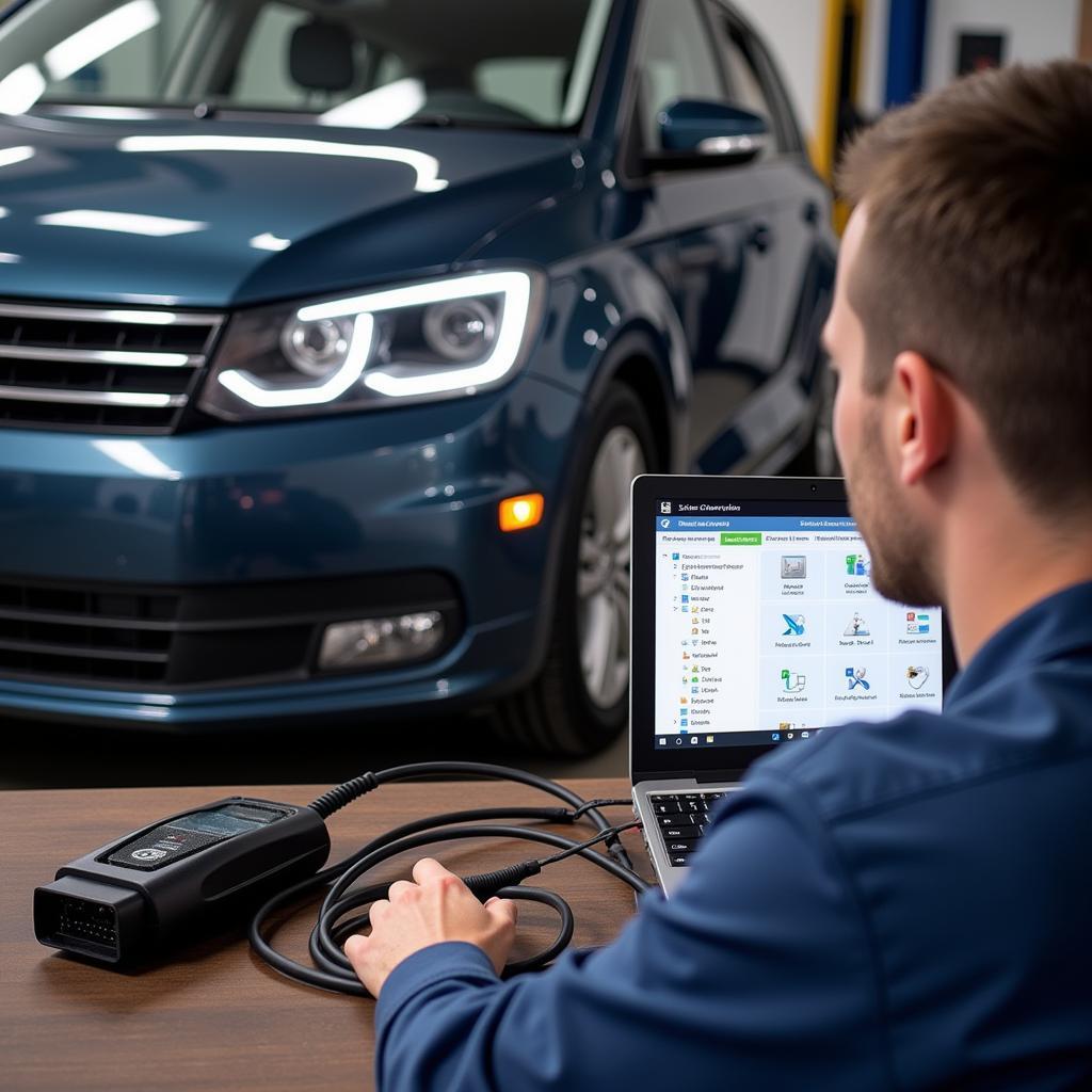 Mechanic Using VCDS on Volkswagen