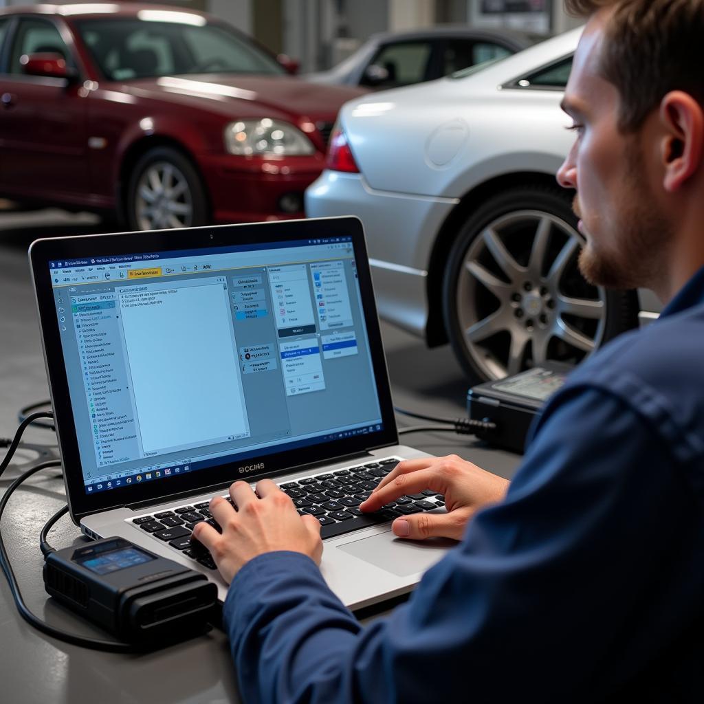 Mechanic Using VCDS to Diagnose a Car