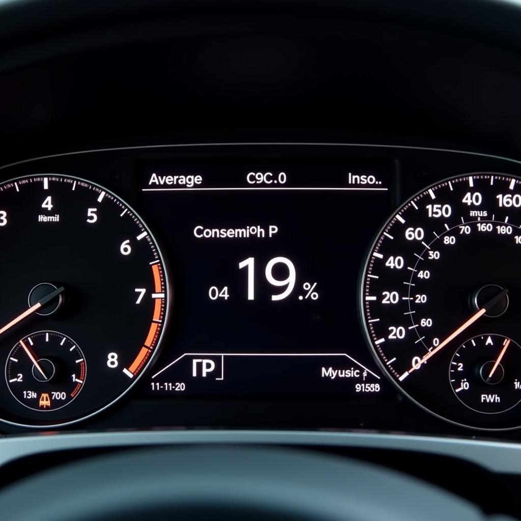 MK7 Golf MFD Display showing average fuel consumption