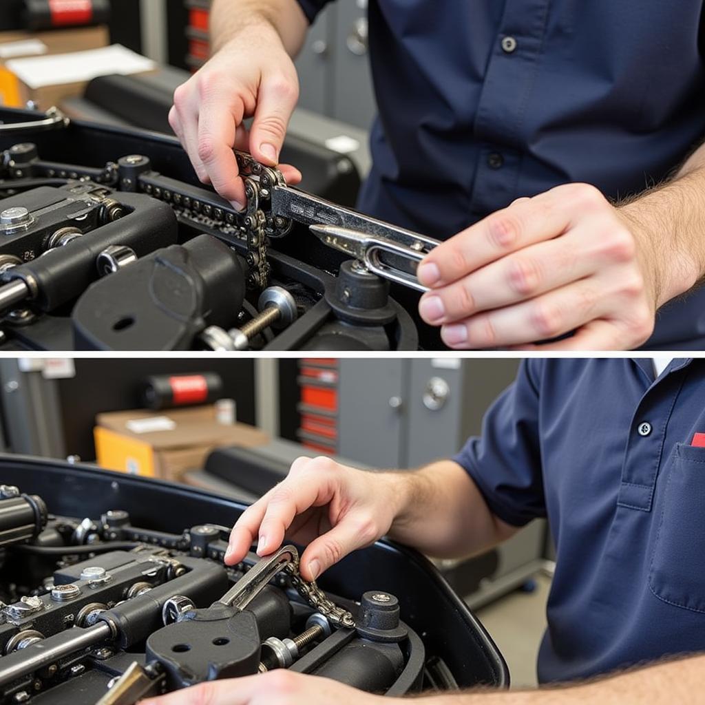 Inspecting the timing chain on a 2014 VW Passat 2.5L