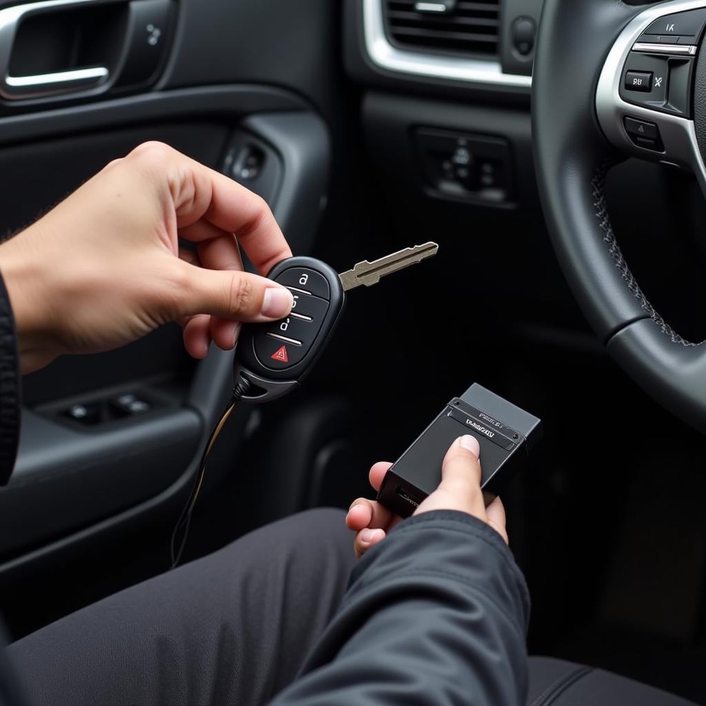 Programming a key fob with VCDS cable connected to the car's OBD-II port