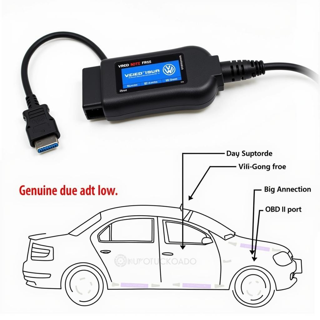 RNS 510 VCDS Cable Connection to Vehicle Diagnostic Port