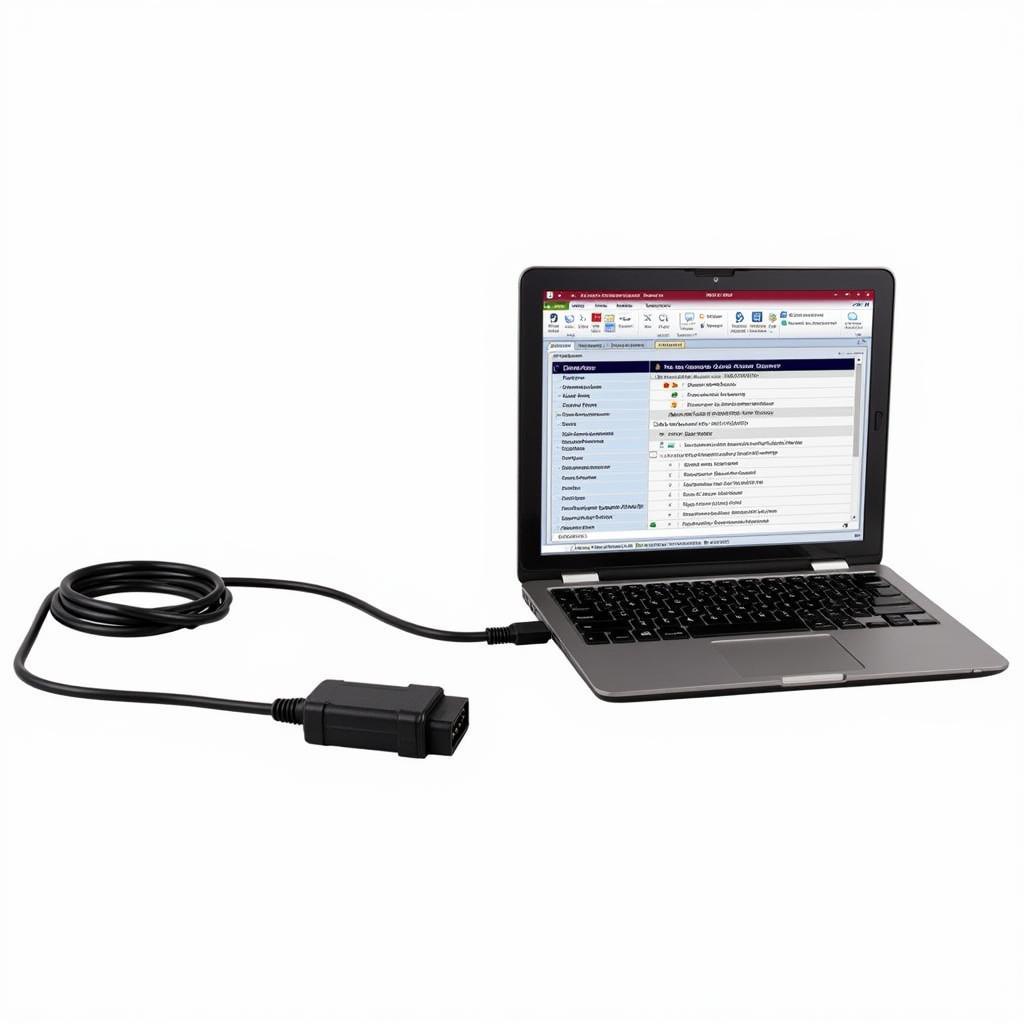 Ross-Tech 18803 Cable Connected to a Laptop for Vehicle Diagnostics