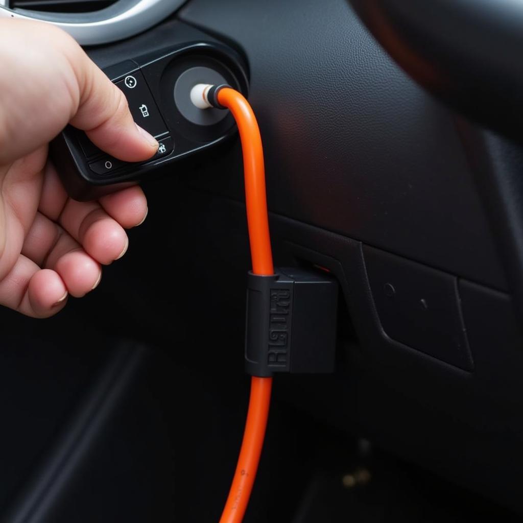 Ross-Tech 18803 Cable Connected to a Vehicle's OBD Port