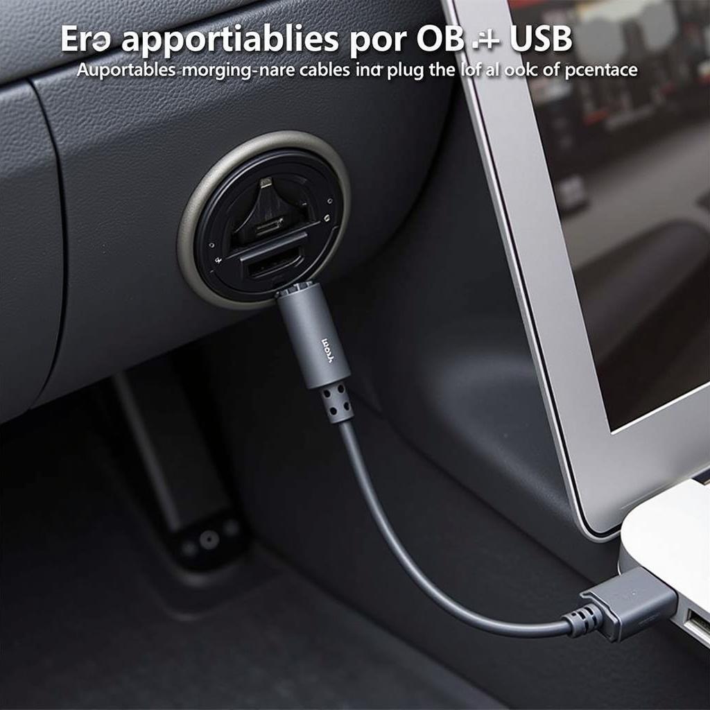 Ross-Tech HEX-USB cable connected to car's OBD2 port