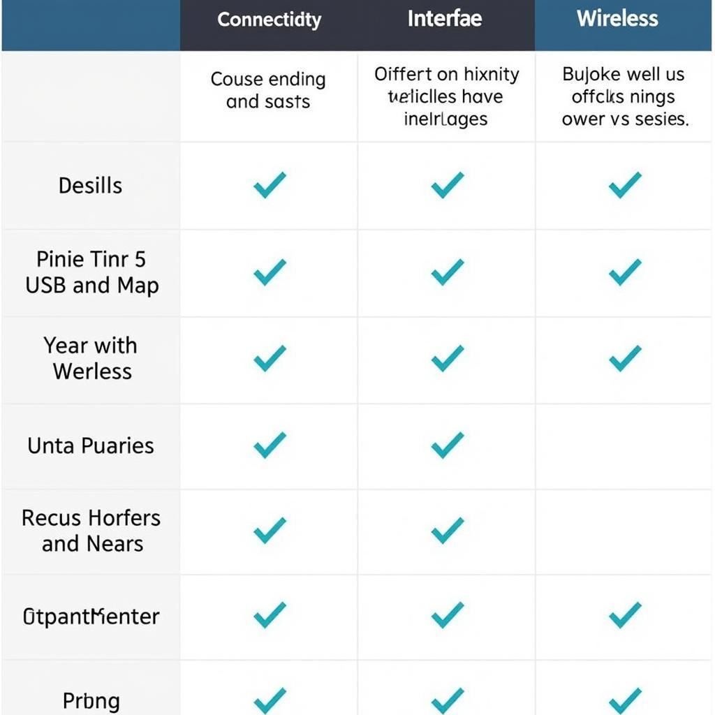 Comparison chart of different Ross Tech interfaces