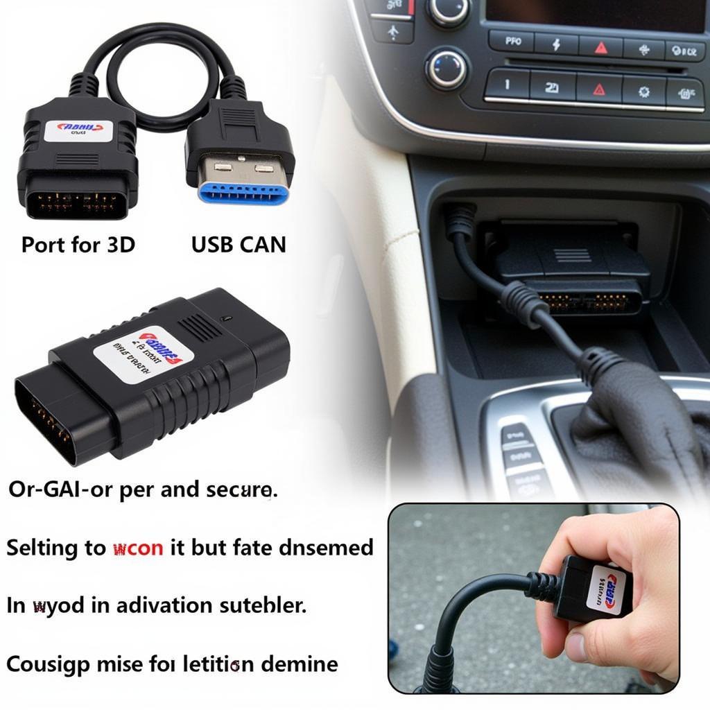 Ross Tech USB CAN Cable Connected to a Car's OBD-II Port