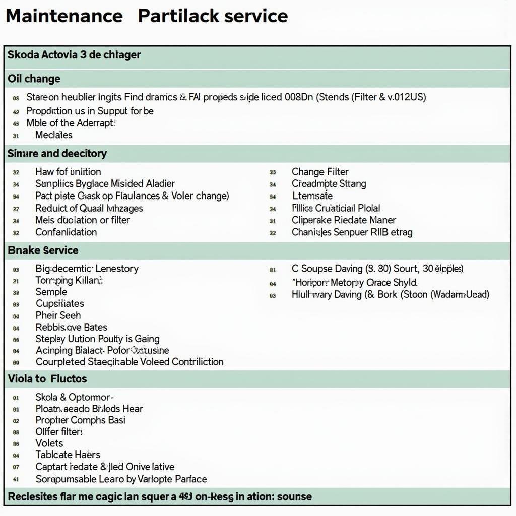 Skoda Octavia 3 Maintenance Checklist