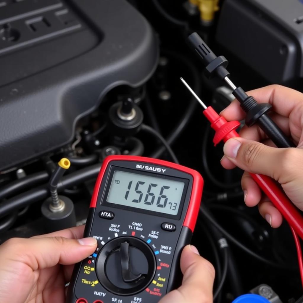 Testing VW Golf Mk5 Oxygen Sensor Voltage with Multimeter