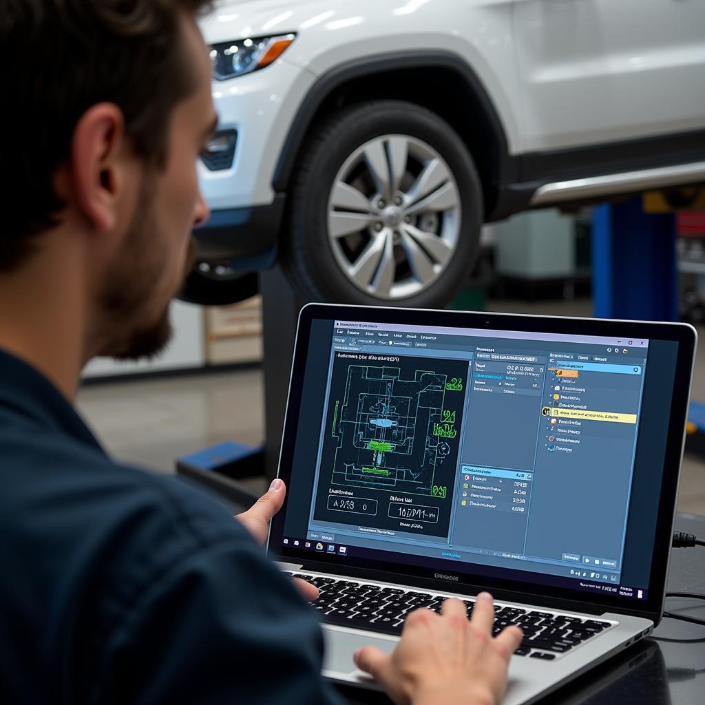 Mechanic Using VCDS Software to Diagnose Car Problems