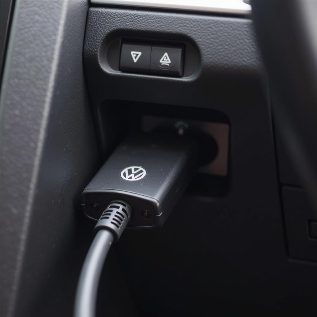 VAG COM Cable Connected to Car's OBD2 Port