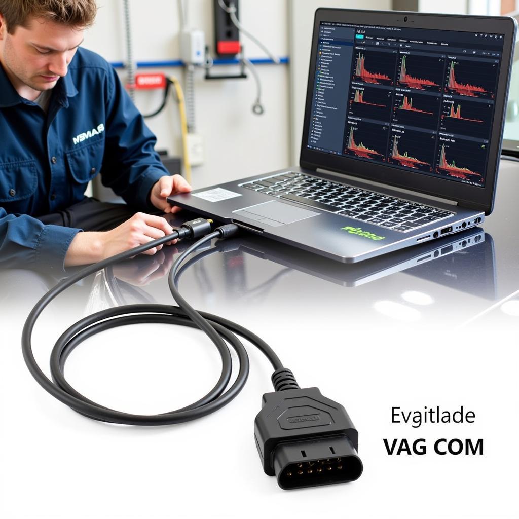 Mechanic Using VAG COM to Diagnose Car Issue