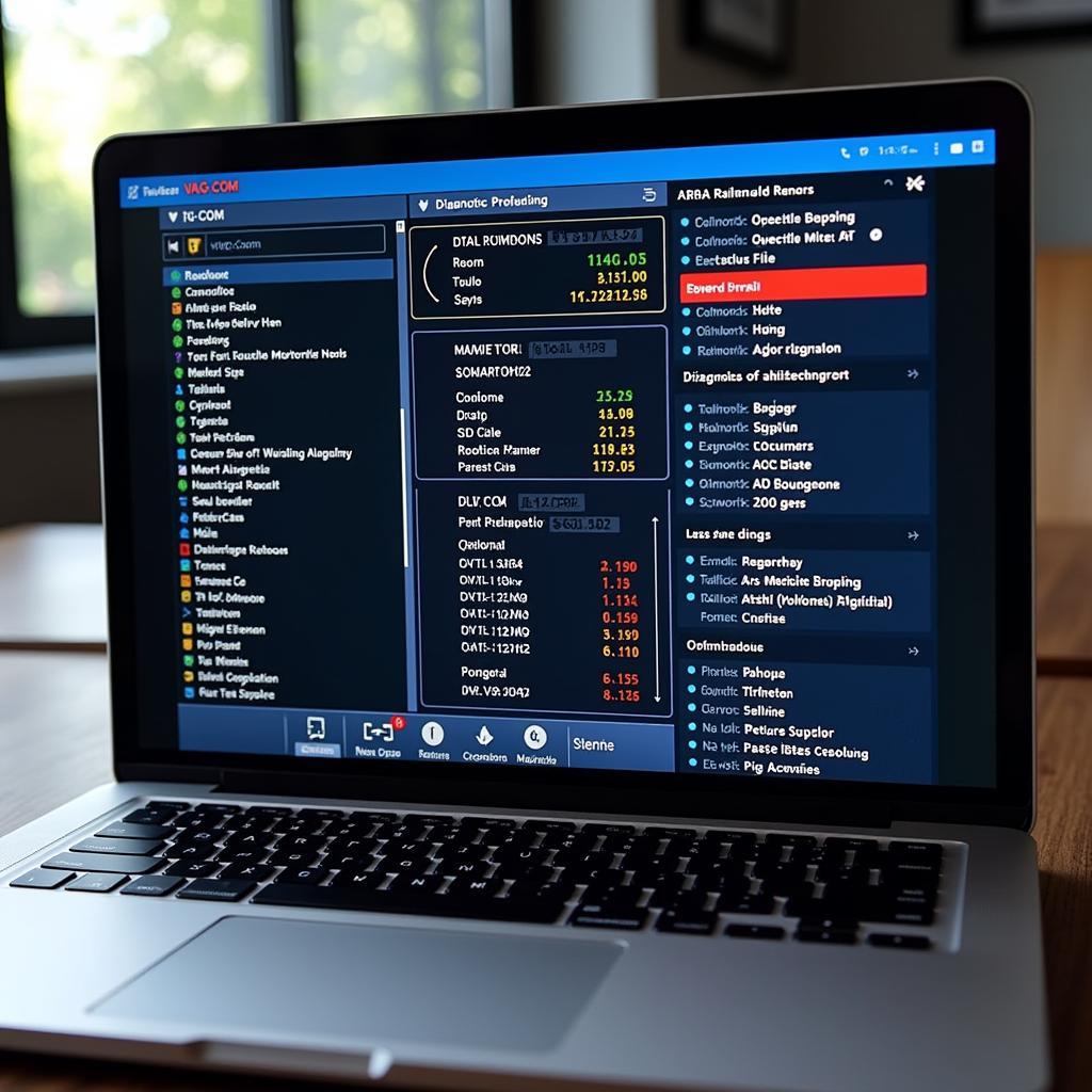 VAG-COM Software Displaying Diagnostic Information on a Laptop Screen