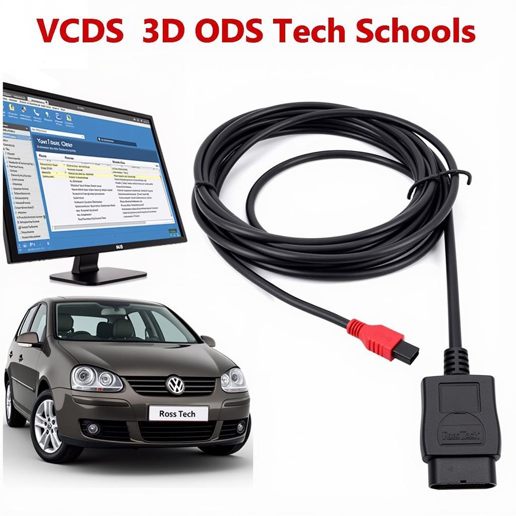 VAG-COM Software Interface Cable Connected to a Car's OBD-II Port