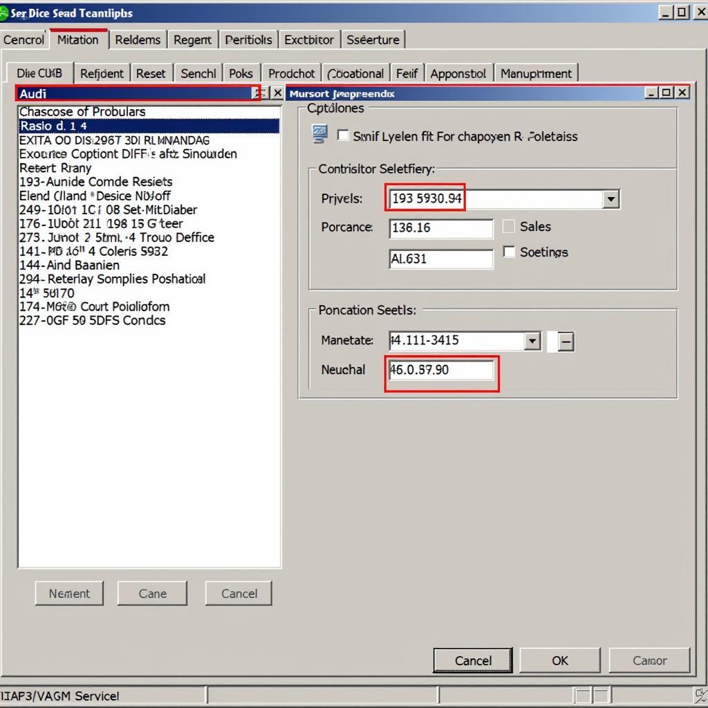 VAG COM Software Interface for Service Reset