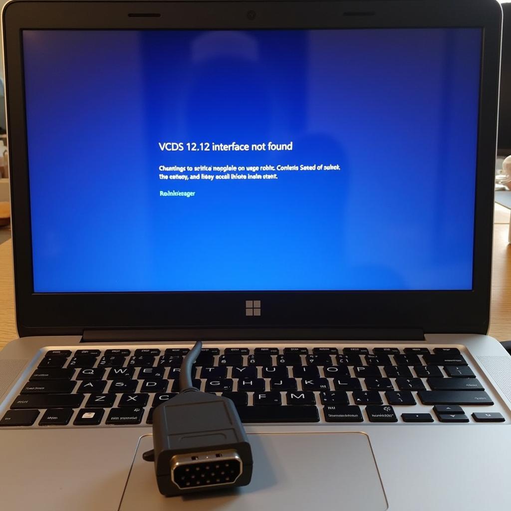 VCDS 12.12 interface not found error on a Windows 8 laptop.