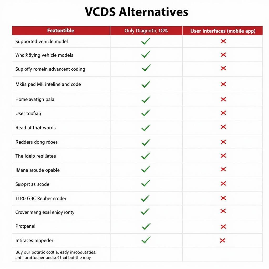 VCDS Alternatives Comparison Table