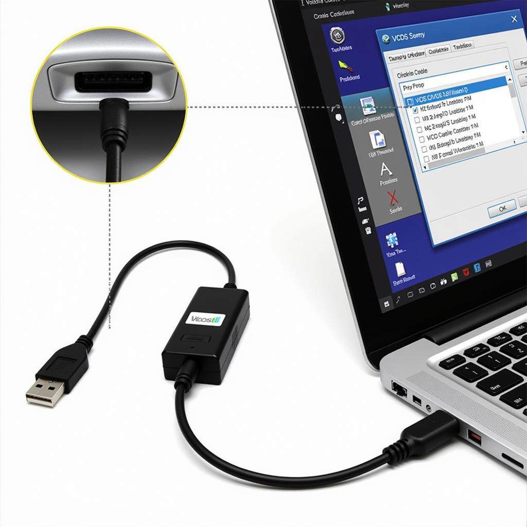 VCDS Cable Connected to Laptop