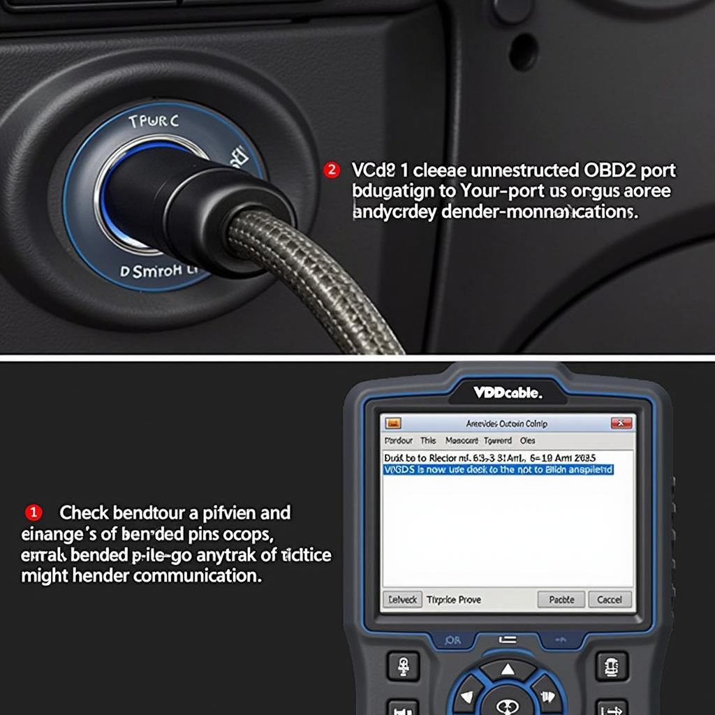 VCDS Cable OBD2 Port Connection in a Vehicle