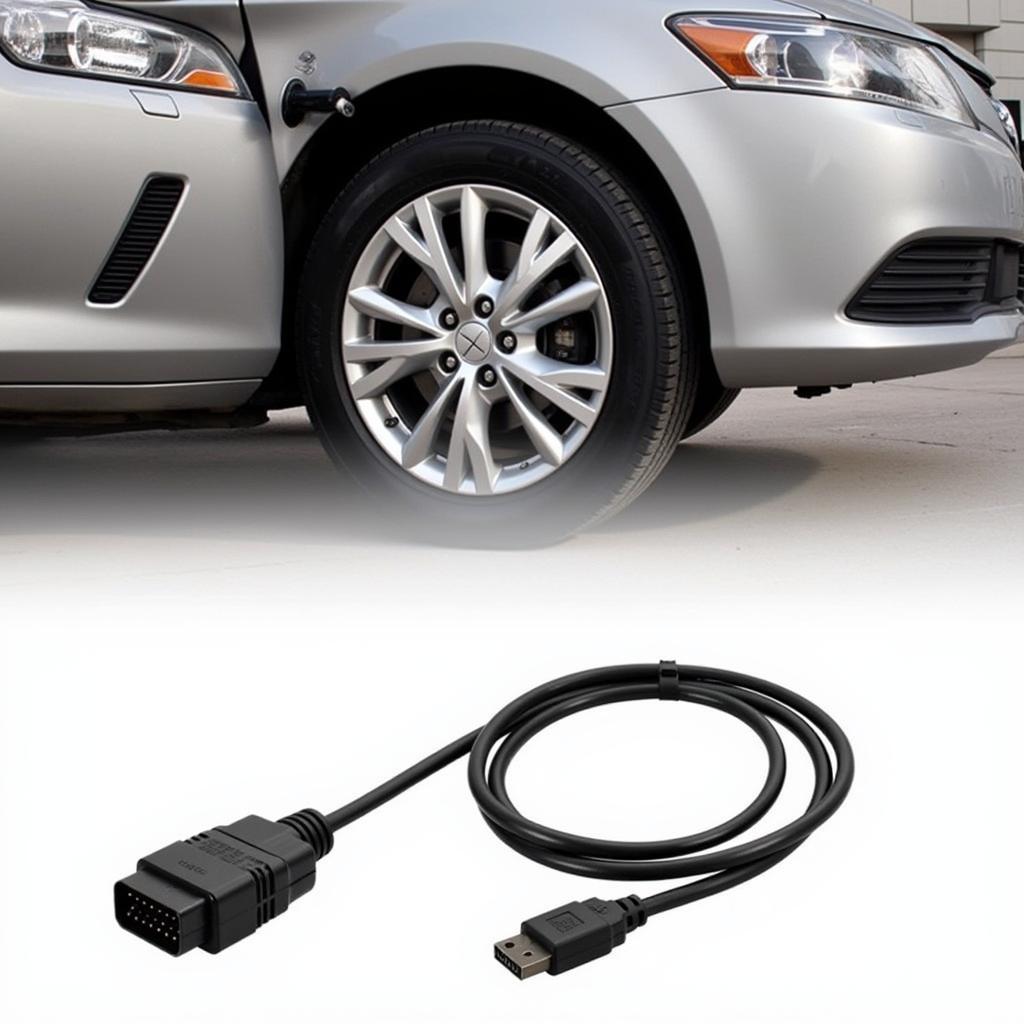 VCDS Cable Connected to a Car's OBD-II Port