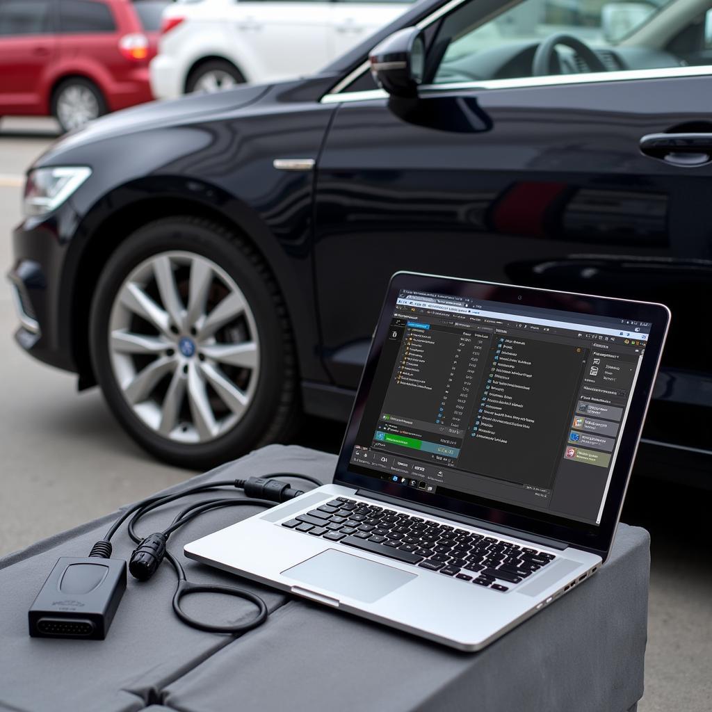 VCDS Connected to Laptop and Car