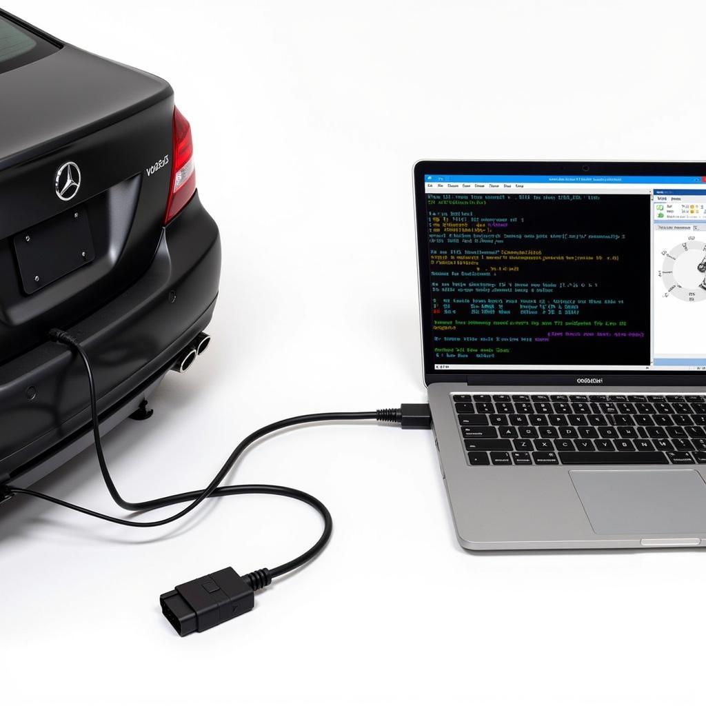 VCDS HEX-V2 Diagnostic Interface Connected to a Car's OBD-II Port