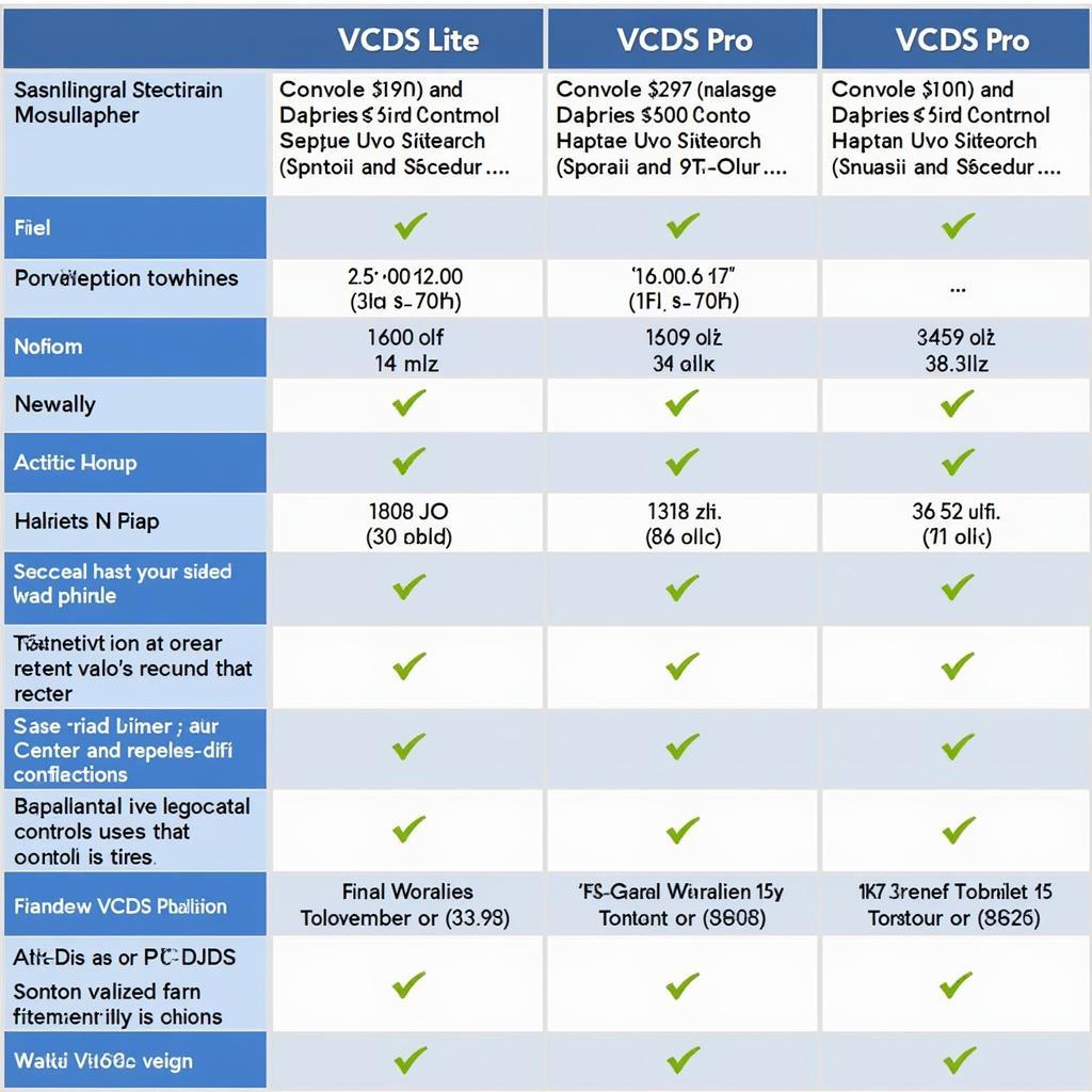 VCDS Lite vs VCDS Pro Comparison Chart