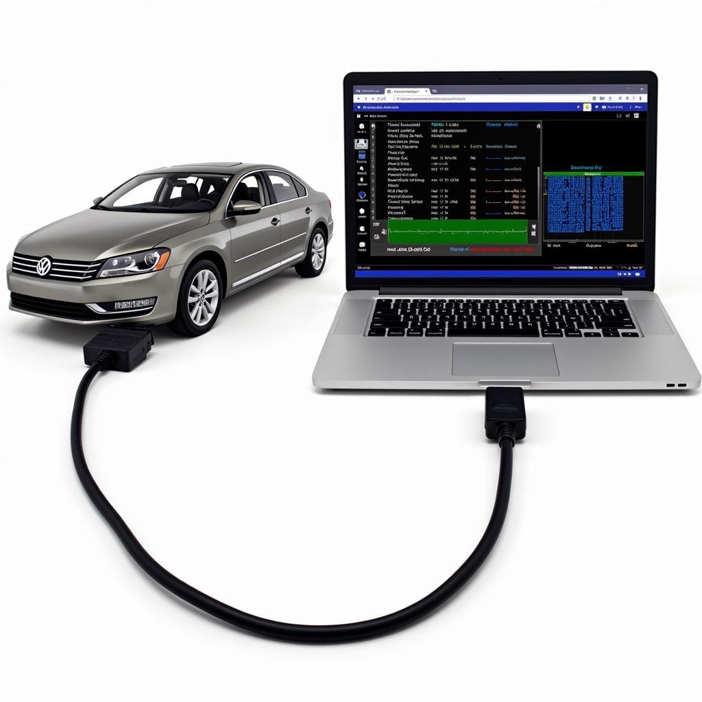 VCDS Diagnostic Interface Connected to a VW Passat 2012