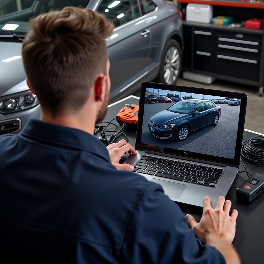 Mechanic Using VCDS to Diagnose a Volkswagen Jetta