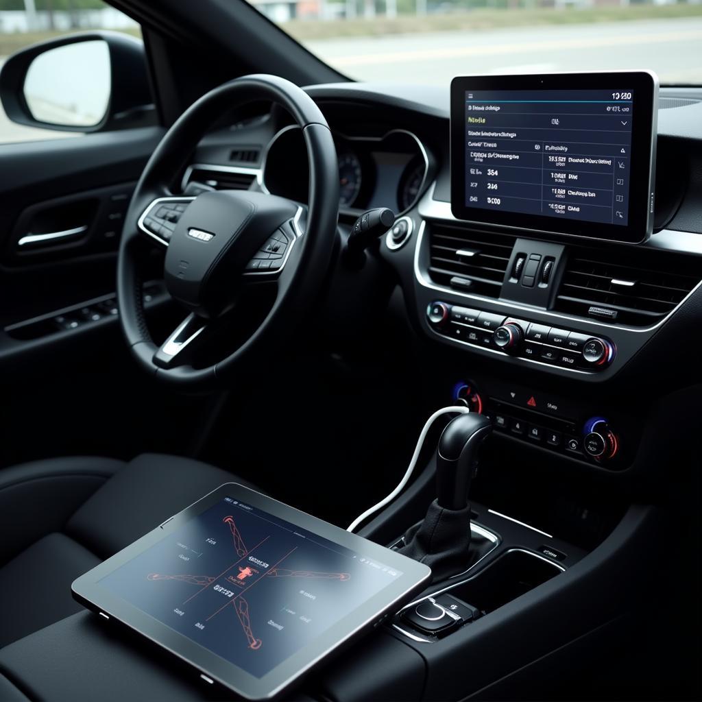 VCDS Tablet Connected to Car