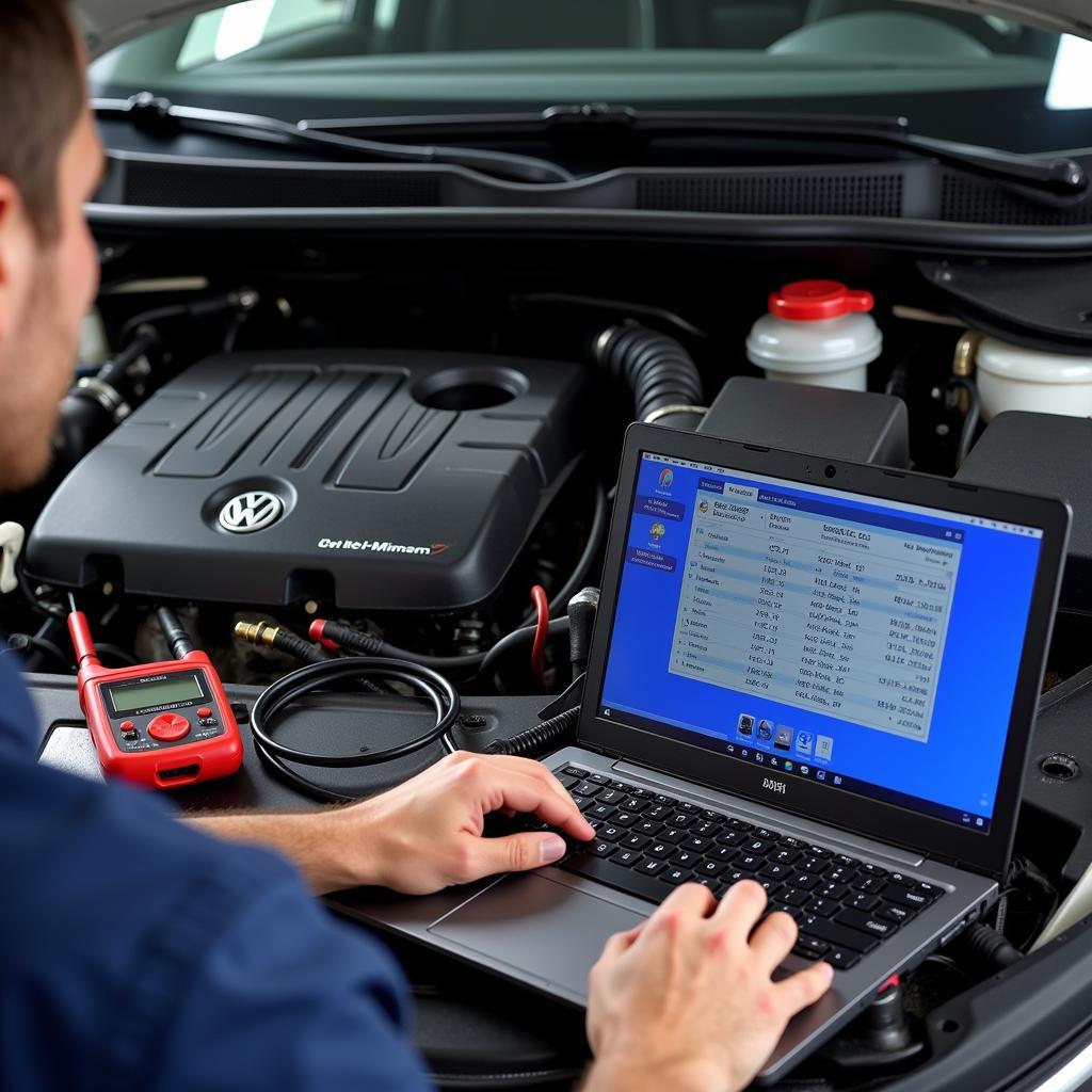 Diagnostic tools used to locate the VW 2.0 engine code