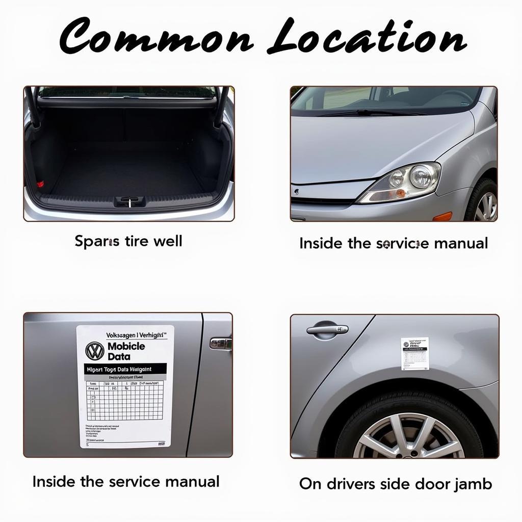 VW Data Sticker Location Example